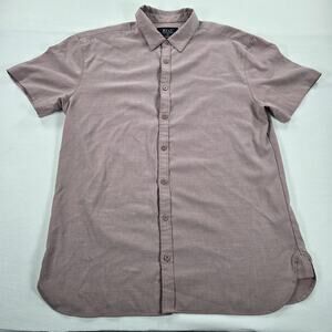 BYLT Premium Basics Vista Short Sleeve Button Down in Taupe Men's‎ Size XL